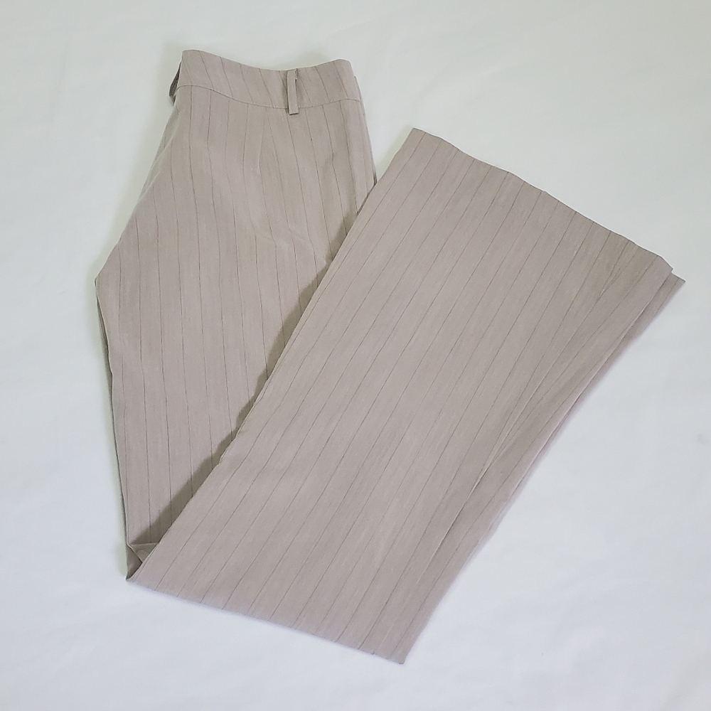 Wet Seal Beige Pinstripe Flare Dress Pants